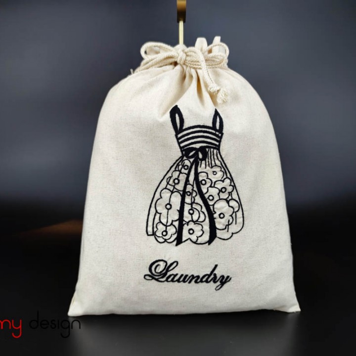  Laundry bag with black dress embroidery